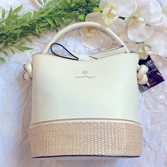 Nanette Lepore 'Rice' Rattan Reese Convertible Bucket Bags - Picture 1 of 15